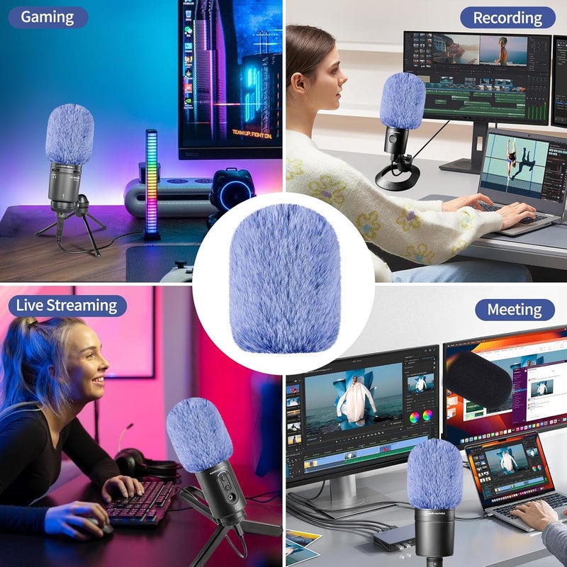 JYUVICT Pop Filter for Audio-Technica AT2020 Microphone，Mic Covers Foam with Furry Windscreen Muff Windshield Acoustic Recording Filter and Noise for AT2020USB AT2035 AT2040 AT2050 ATR2500 ATR2500X AT4040 - Image 2